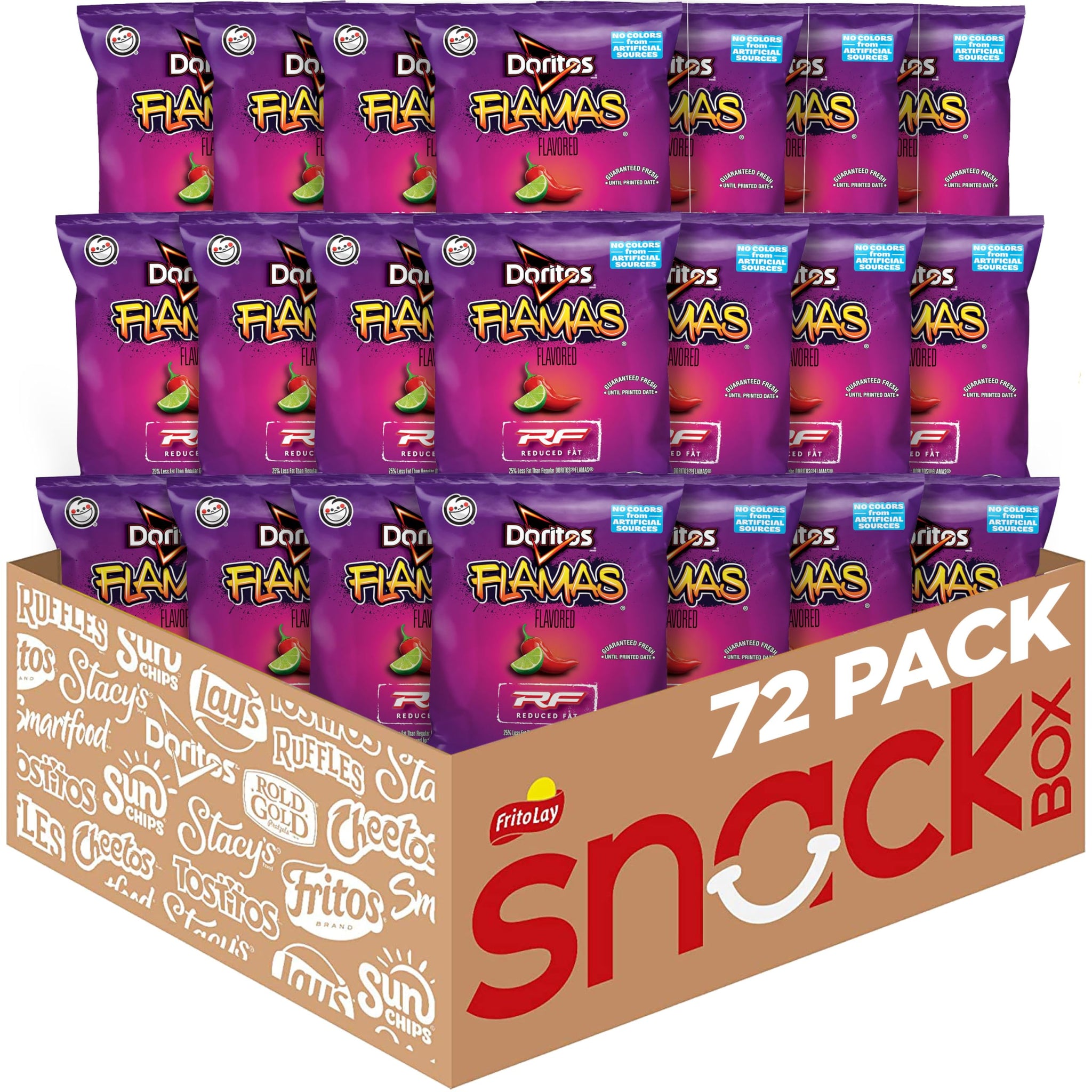 Doritos Reduced Fat Tortilla Chips, Flamas Flavored, 1 Ounce (Pack of 72)
