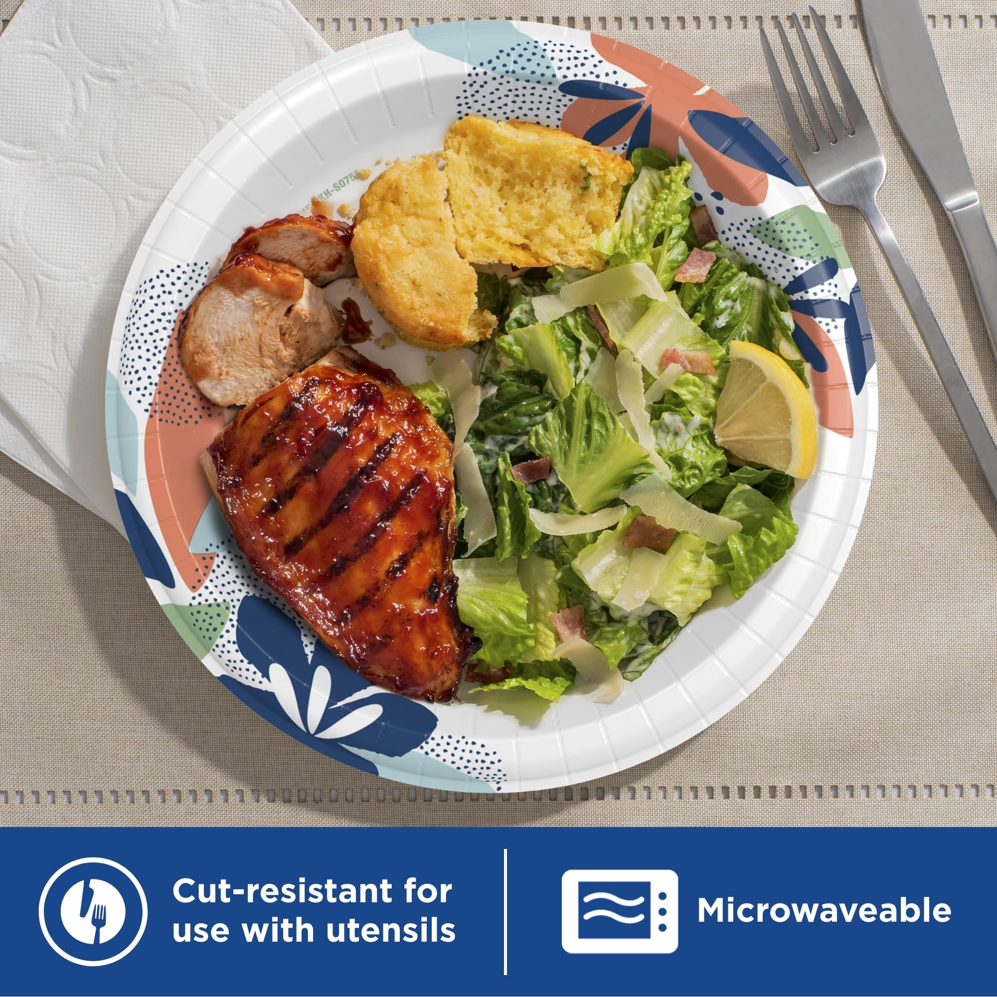Dixie Large Paper Plates, 10 Inch, 26 Count, 2X Stronger*, Microwave-Safe, Soak-Proof, Cut Resistant, Disposable Plates For Everyday Breakfast, Lunch