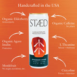 STAED Organic Energy Drinks, Clean Natural Productivity Drink with Cognizin® Citicoline & L-Theanine, Sparkling Functional Beverage, Clean Caffeine