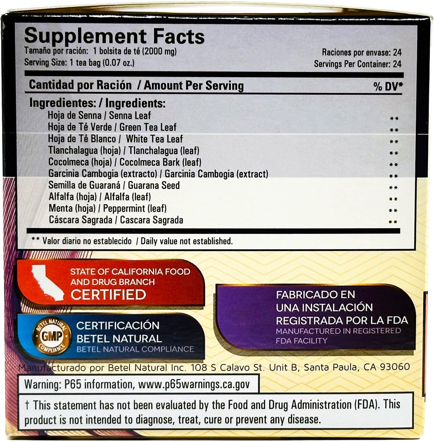 Always Flacos Tea by Betel Natural - Cleanse, Detox, and More in One Box - 24 Tea Bags