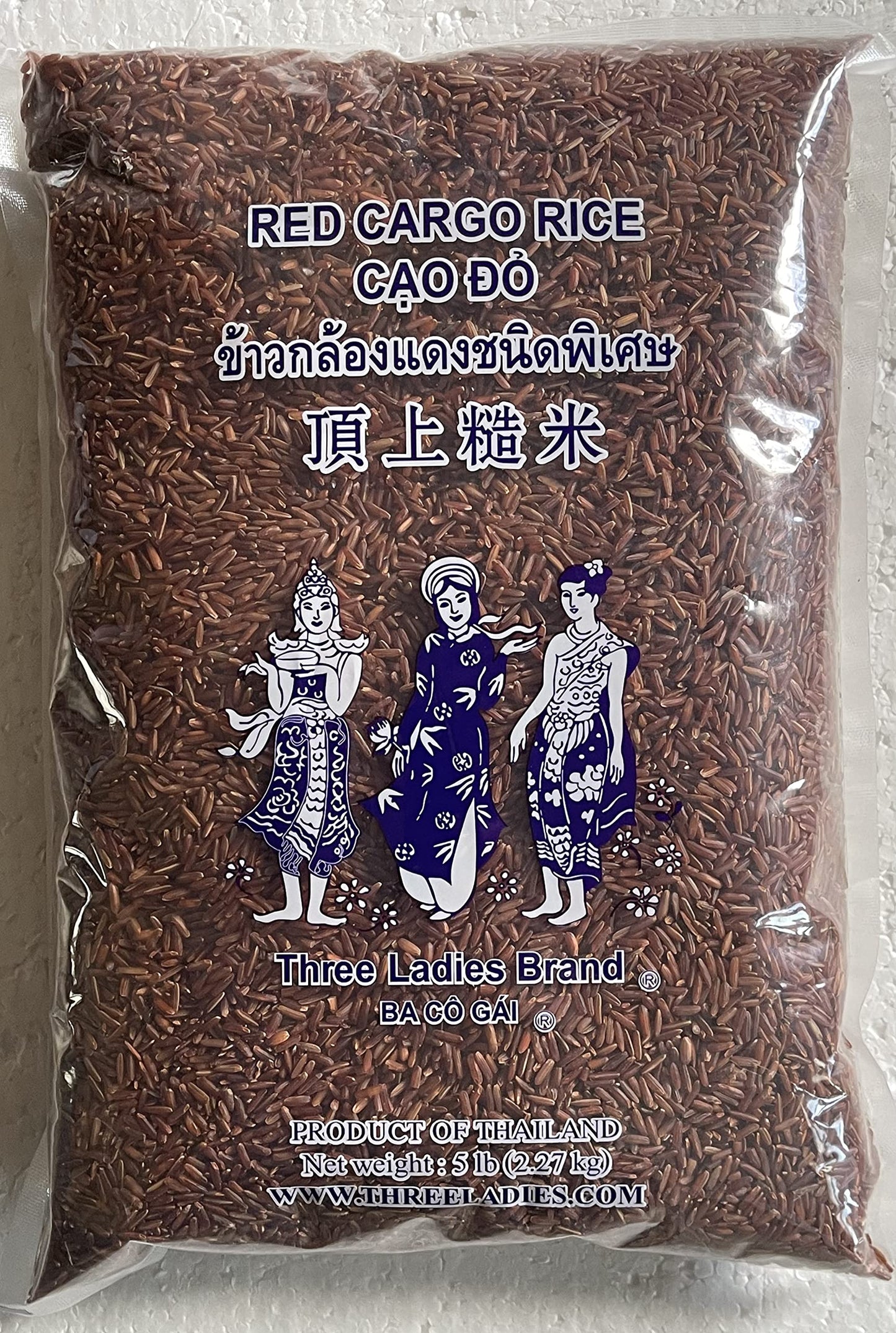 Three ladies Brand Red Cargo Rice 5 Lbs ( 1 Pack)