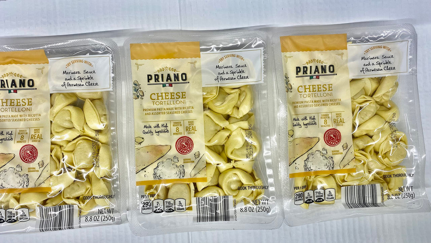 Priano Authentic Italian Cheese Tortelloni (Cheese Filled Pasta) 8.8-oz. (Pack of 3)
