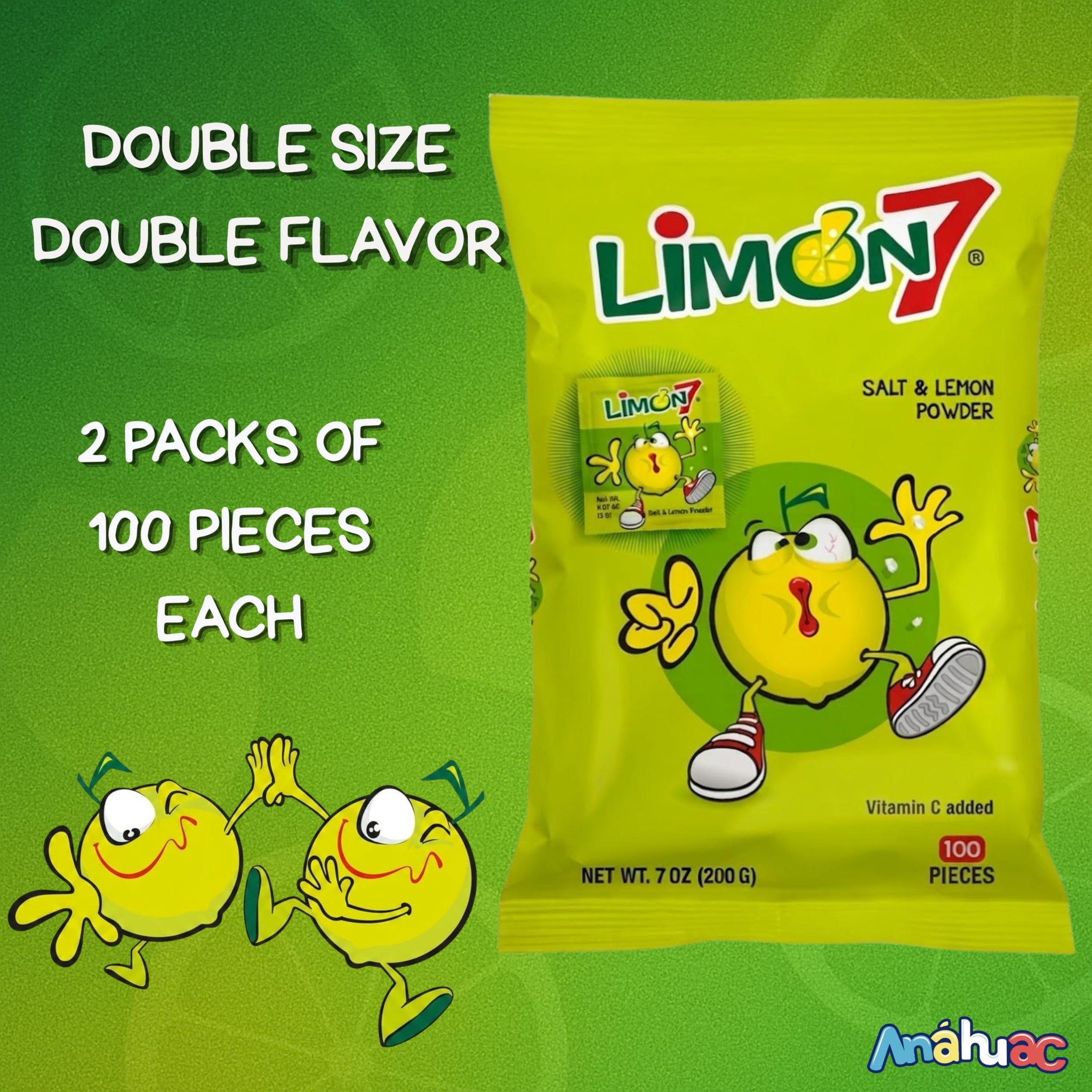 Limon 7 Salt & Lemon Powder Mexican Candy 2 Pack 100 Pieces (200 Pieces Total)