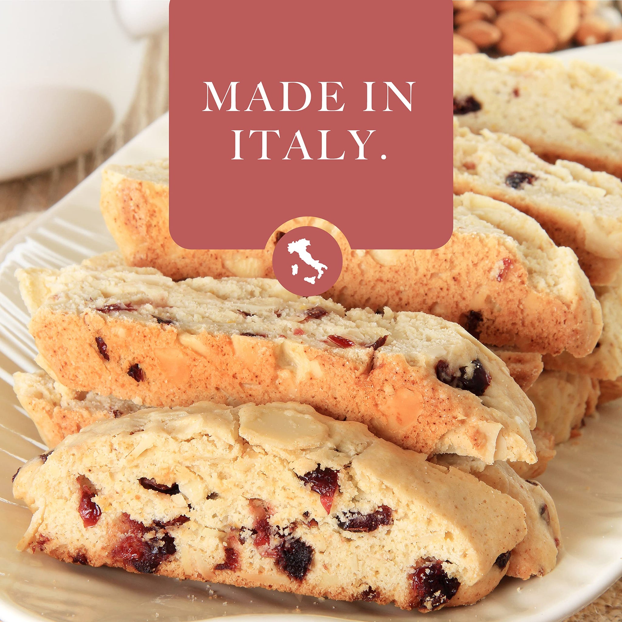 L'Oro Del Sud Cranberry Biscotti Cookies 6.3 oz (180g), Cantuccini d'Abruzzo Italian Cookies, Made with Real Cranberry, Non-GMO, Product of Italy