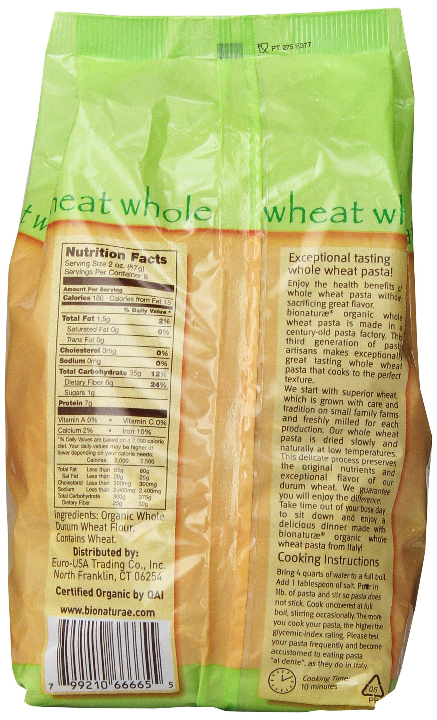 Bionaturae Organic Pasta, Whole Wheat Penne, 16 Oz