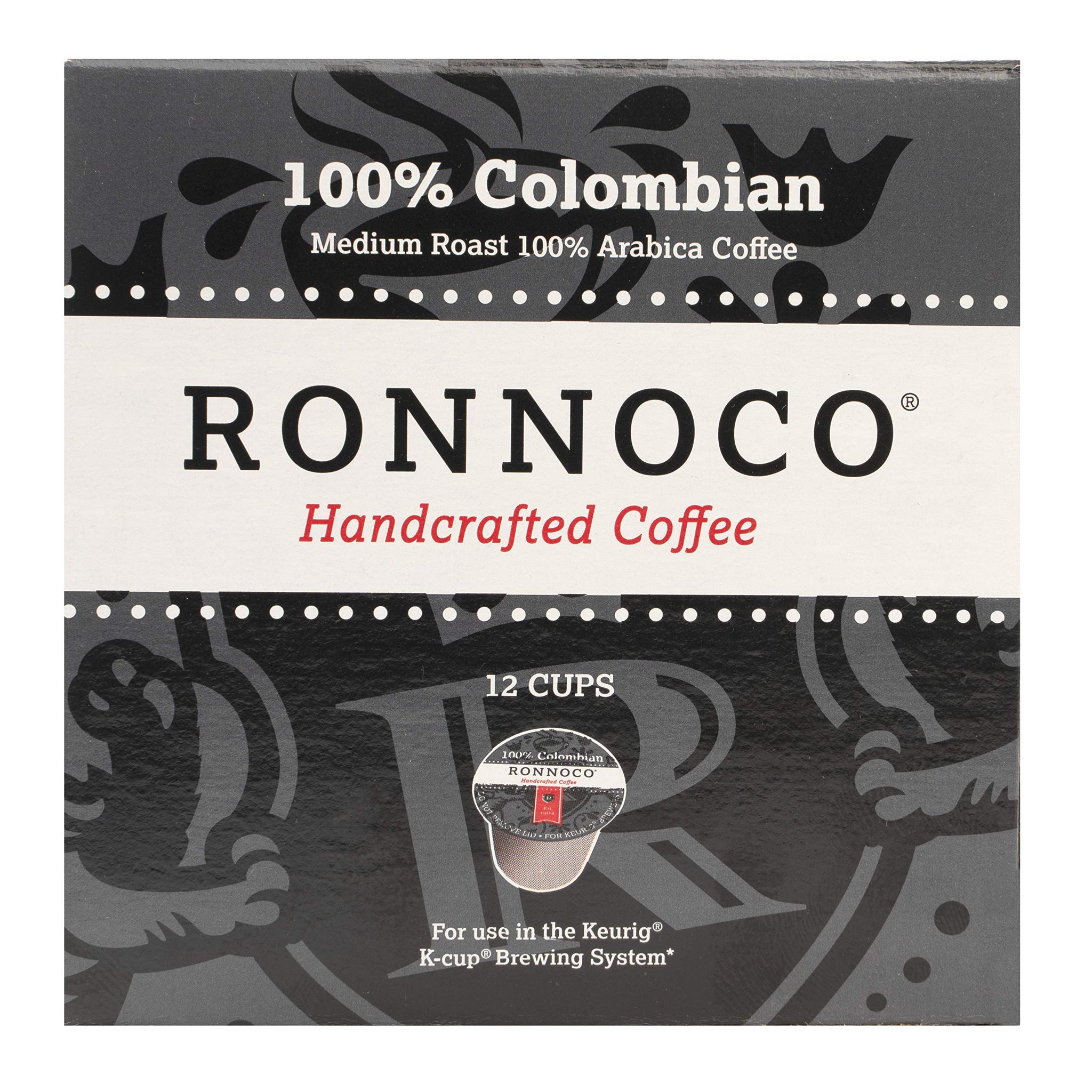 Ronnoco 100% Colombia Supremo Coffee | 12 Count | Handcrafted Medium Roast Coffee Pods | Single-Serve Cups for Coffee Maker at the Office, Hotel, or