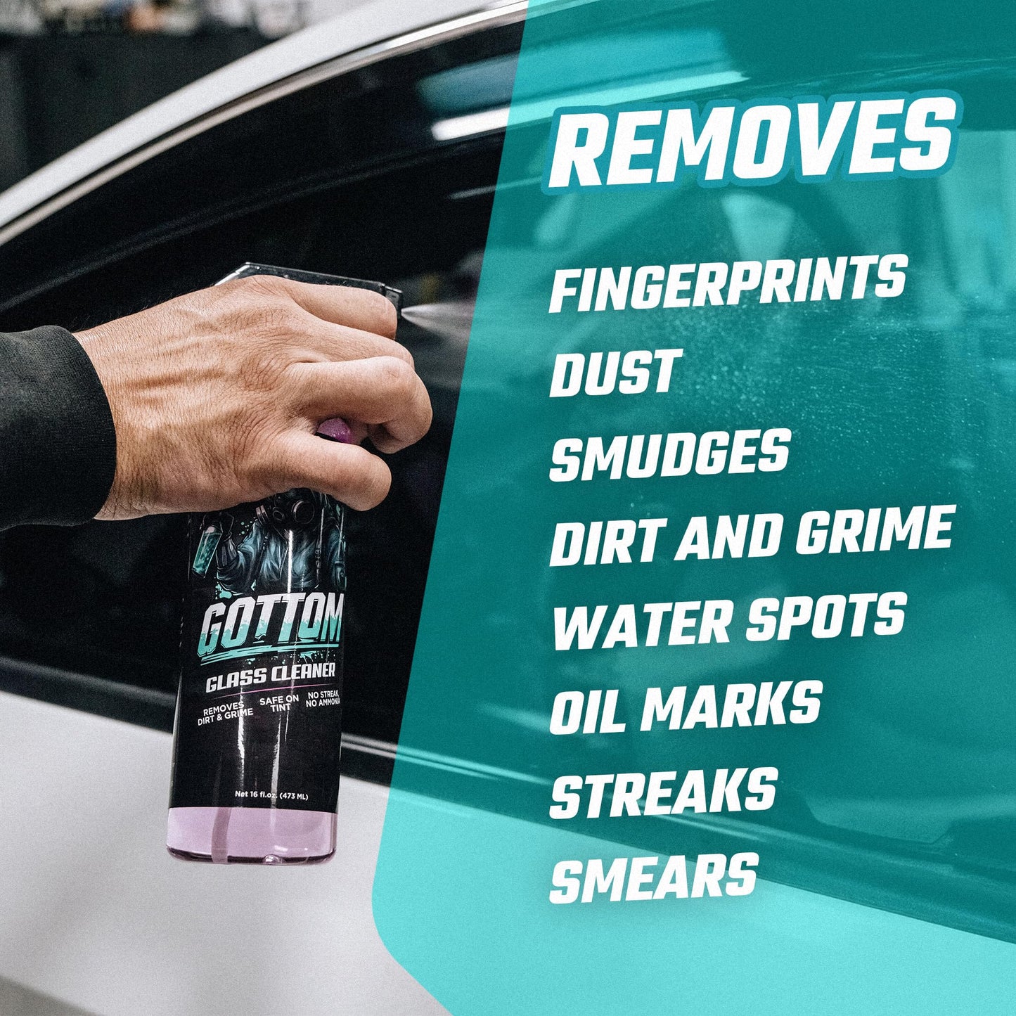 Gottom Glass Cleaner - 128oz, Ammonia Free, Streak-Free Window & Glass Cleaner, Safe on Tint - Perfect for Mirrors, Windows, & Glass Surfaces