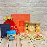 LoveNspire Diwali Gift Hamper Indian Festival Premium Deepawali Return Gift Box with Potli Bag Elephant Statue Pearl Candle Holder Chocolates
