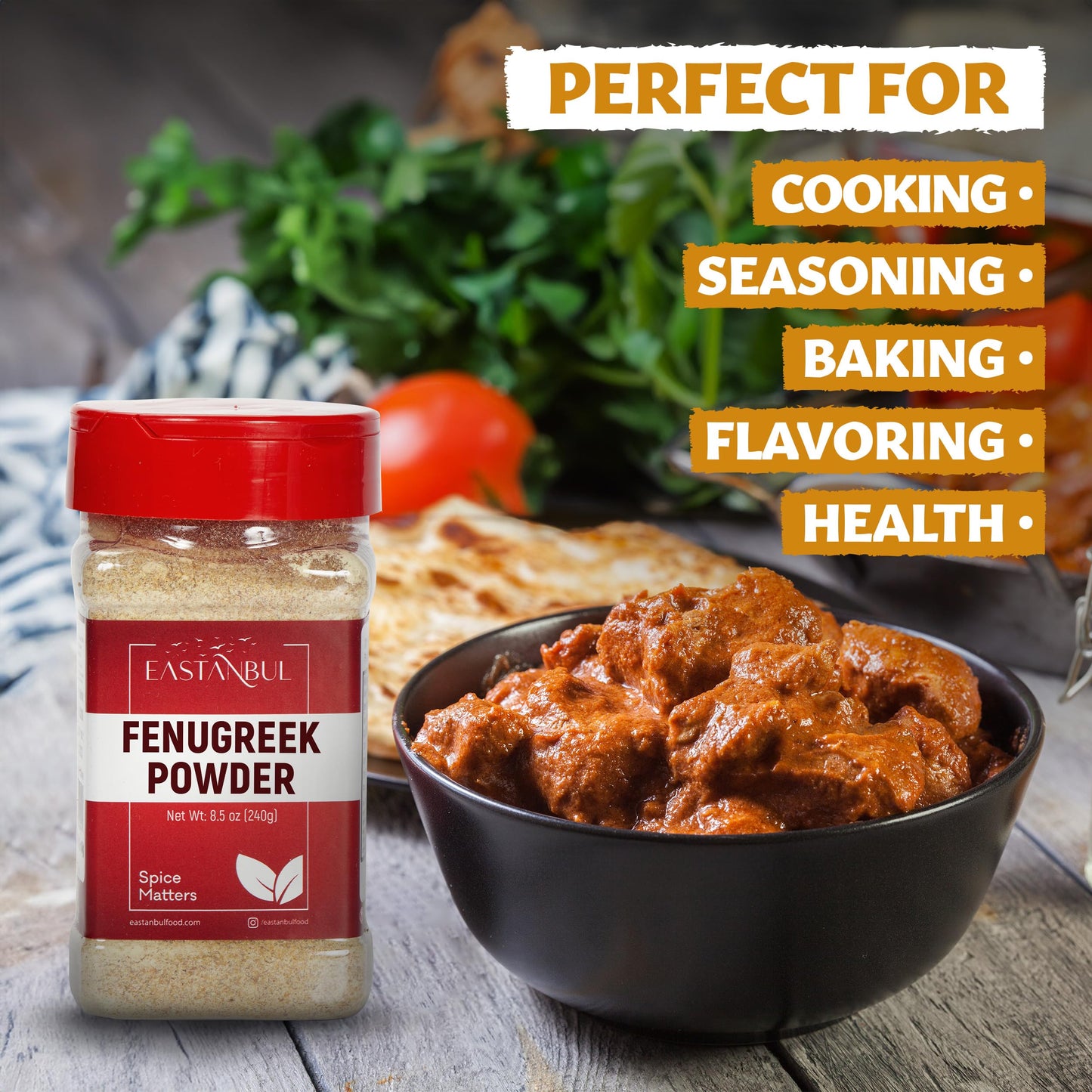 Eastanbul Fenugreek Powder, 8.5oz, Fenugreek Powder For Hair Growth, Ground Methi Seeds AKA Fenogreco Seed, Trigonella Foenum-Graecum, Perfect Spice