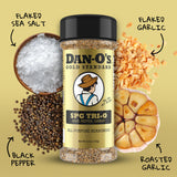 Dan-O’s SPG Tri-O, Original & Cheesoning Variety Pack - 3 Bottles - Salt Pepper Garlic, All Purpose & Parmesan Seasoning Bundle