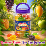 Fruit Squeezable Jellies - 40 Count Jar - Tik Tok Candy - Fun Jelly Treat in Assorted Fruit Flavors - Mango, Strawberry, Apple, Pineapple & Grape