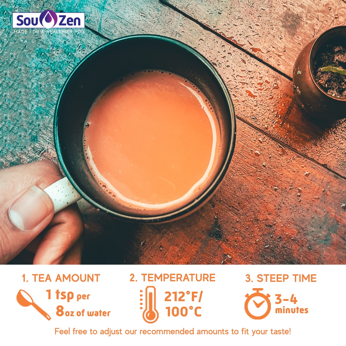 Sou Zen Specialty Masala Chai 4oz (113g) Loose Leaf Tea | Premium Quality Black Tea Leaves and Naturally Organic Ingredients | Special Blend of Black