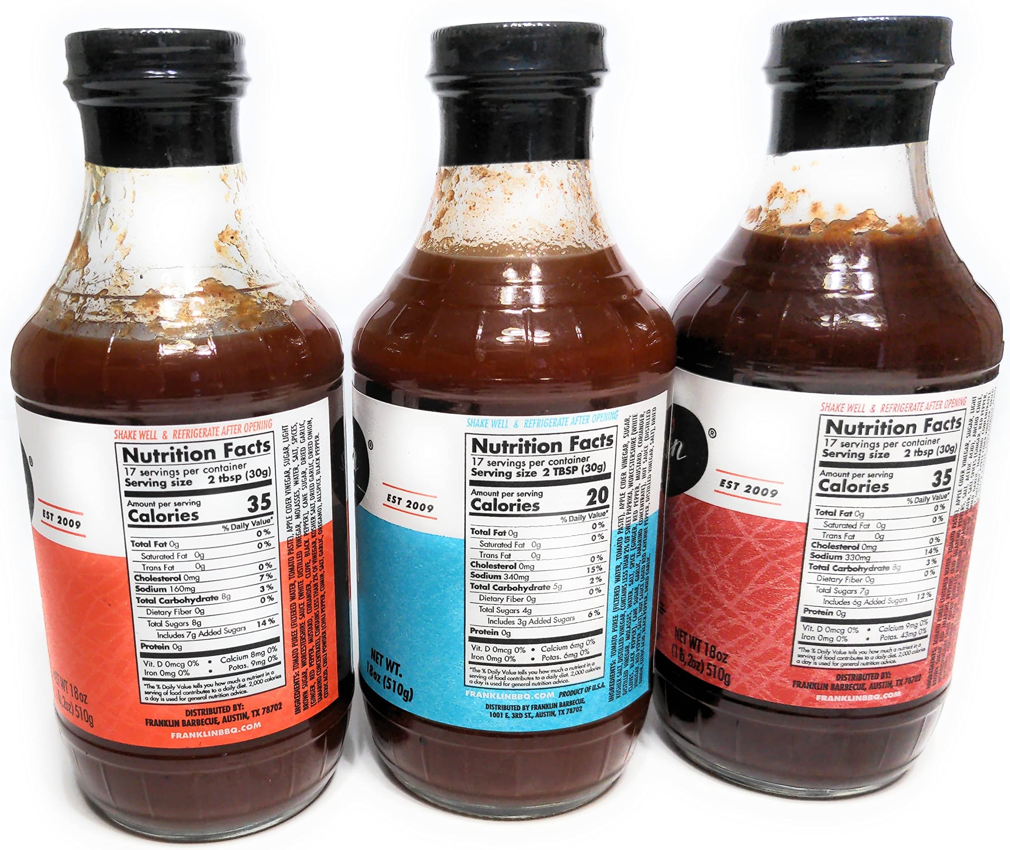Franklin Barbecue Sauce 12.5oz Bottle (Pack of 3) (Sampler Pack 1 of Each Flavor)