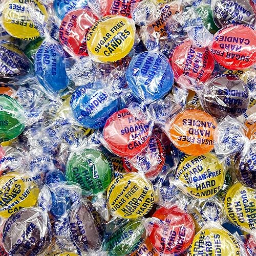 Sugar Free Hard Candy Mix | 1-Pound Pack | About 75 Pieces | Assorted Fruit Flavors | Individually Wrapped Sugarless Candies for Office Bowl | Lemon