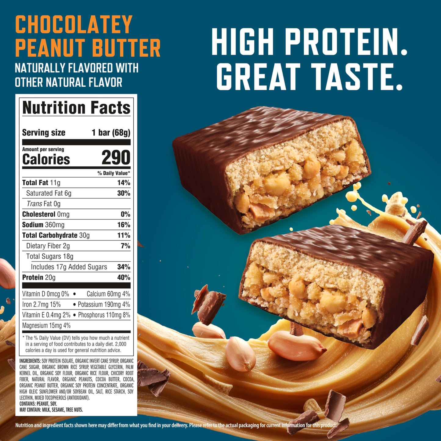 CLIF BUILDERS Protein Bars - Chocolatey Peanut Butter - 20g Plant Based Protein - Gluten Free - Non-GMO - Low Glycemic - No Artificial Sweeteners