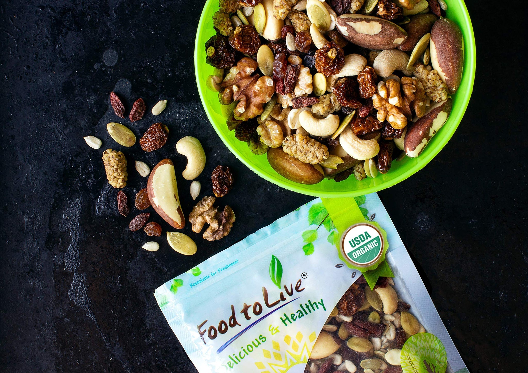 Organic Power Snack Mix, 8 Ounces - Raw and Non-GMO Trail Mix Contains Goji Berries, Golden Berries, Mulberries, Raisins, Brazil Nuts, Cashews
