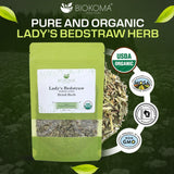 Biokoma Organic Lady's Bedstraw Dried Herb 50g 1.76oz Premium Galium Verum USDA Organic Herbal Tea Lymphatic Kidney Support Resealable Pouch No