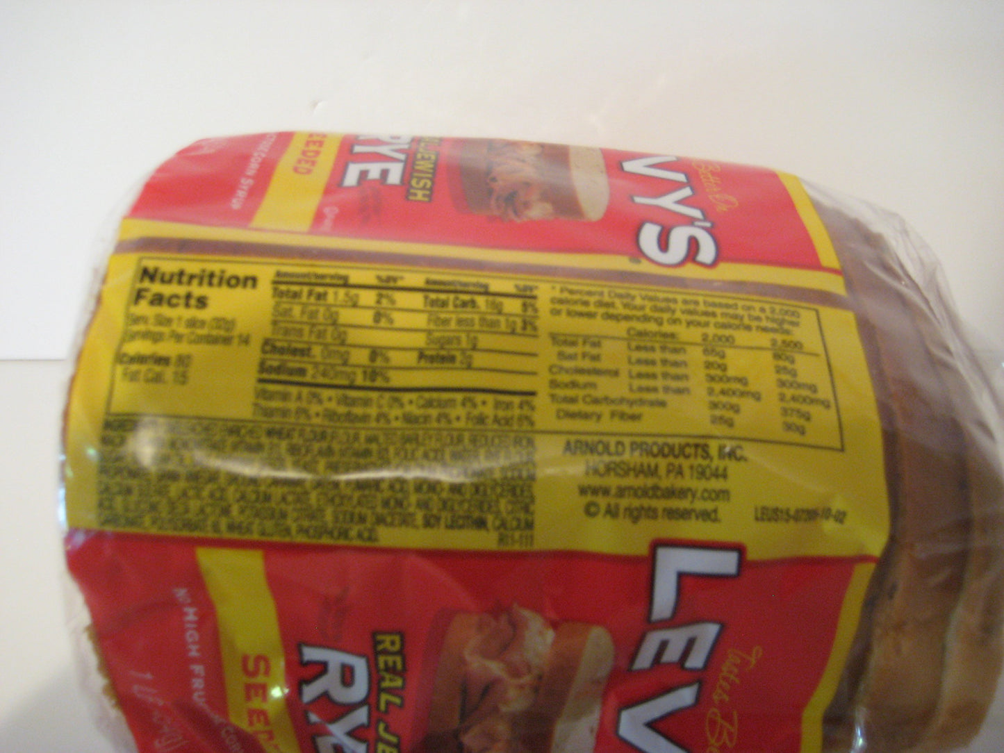 Levy's Real Jewish Rye Seeded Bread, 1 Pound!