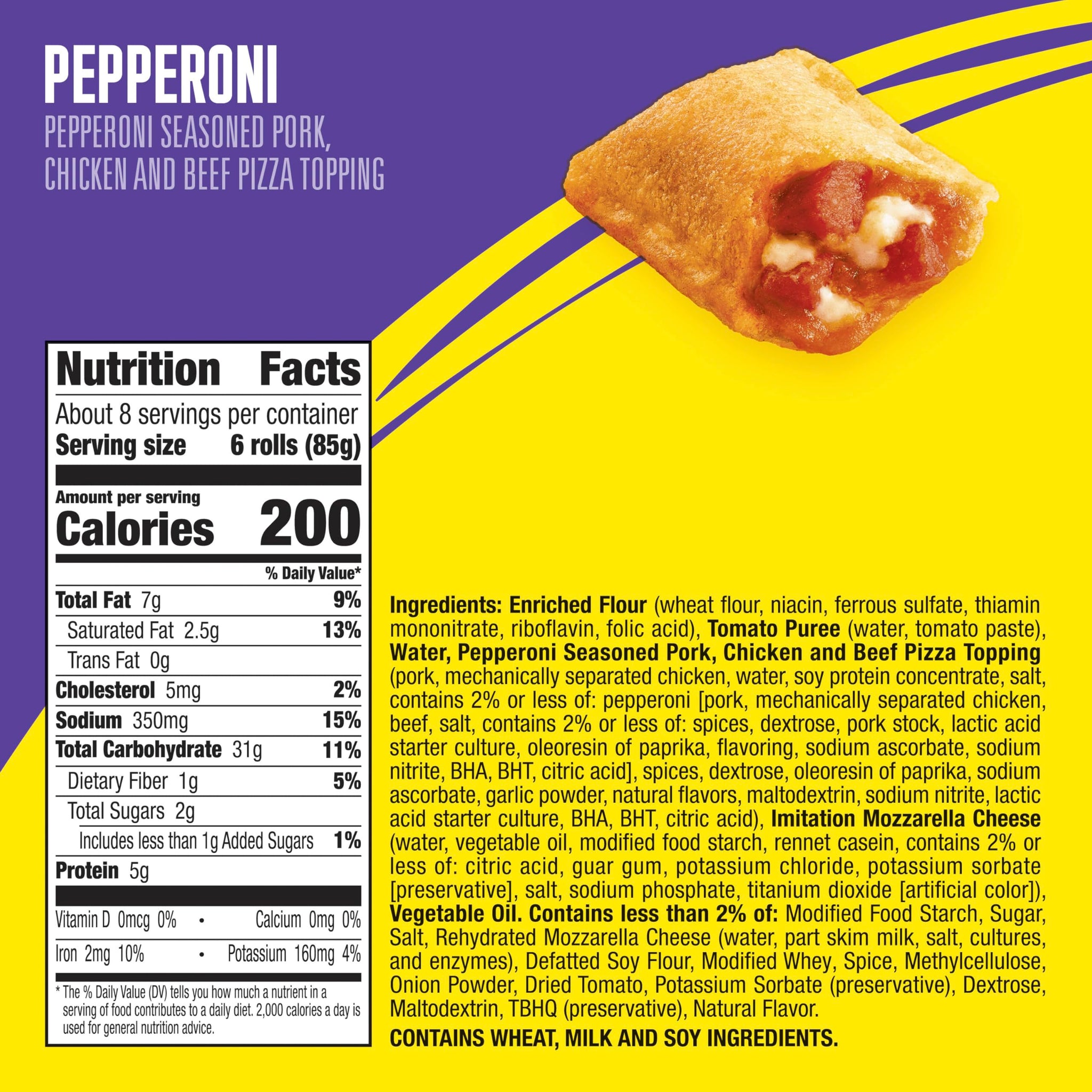 Totino's Pizza Rolls, Pepperoni Flavored, Frozen Snacks, 50 Rolls, 24.8 oz