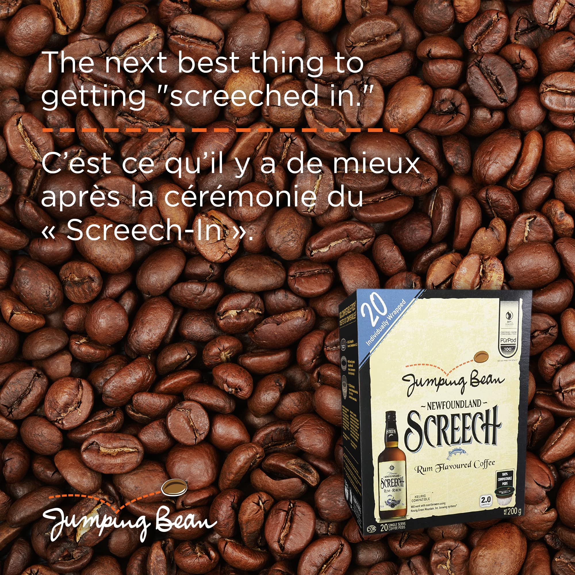 Jumping Bean Newfoundland Screech Rum Coffee,12ct{Imported from Canada}