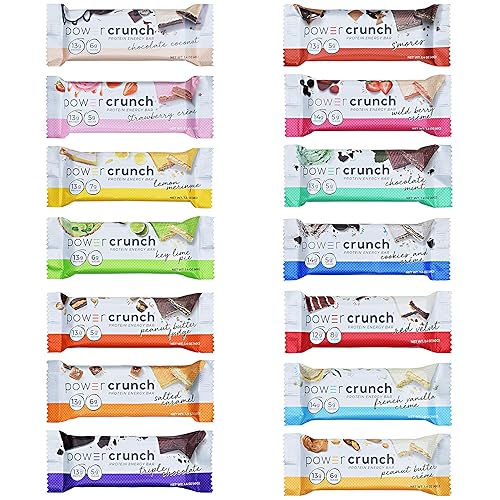 Power Crunch Original Protein Bars, Variety Pack All 14 Delicious Flavors, High Protein Energy Snack 1.4-Ounce Bars (Pack of 14),