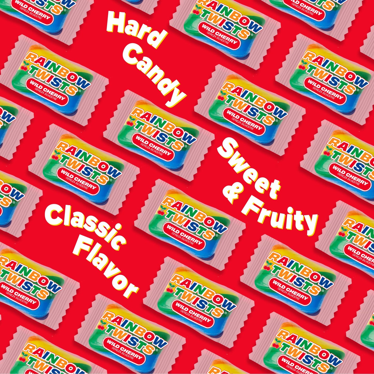 Atkinson's Rainbow Twists - Cherry Flavored Rainbow Candy - Gluten Free, Kosher, Vegan - Bite Size Candy - 2 lb. Laydown Bag