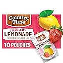 Country Time Ready to Drink Flavored with Other Natural Flavor Drink, 10 Pouches, for School Lunches and On-the-Go Hydration, Strawberry Lemonade, No