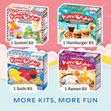 K-Munchies Kracie Popin Cookin Kits - 4 Pack Assorted Japanese Candy Making Kit Bundle - DIY Ramen, Hamburger, Gummi Land, Sushi Candy Poppin Cookin