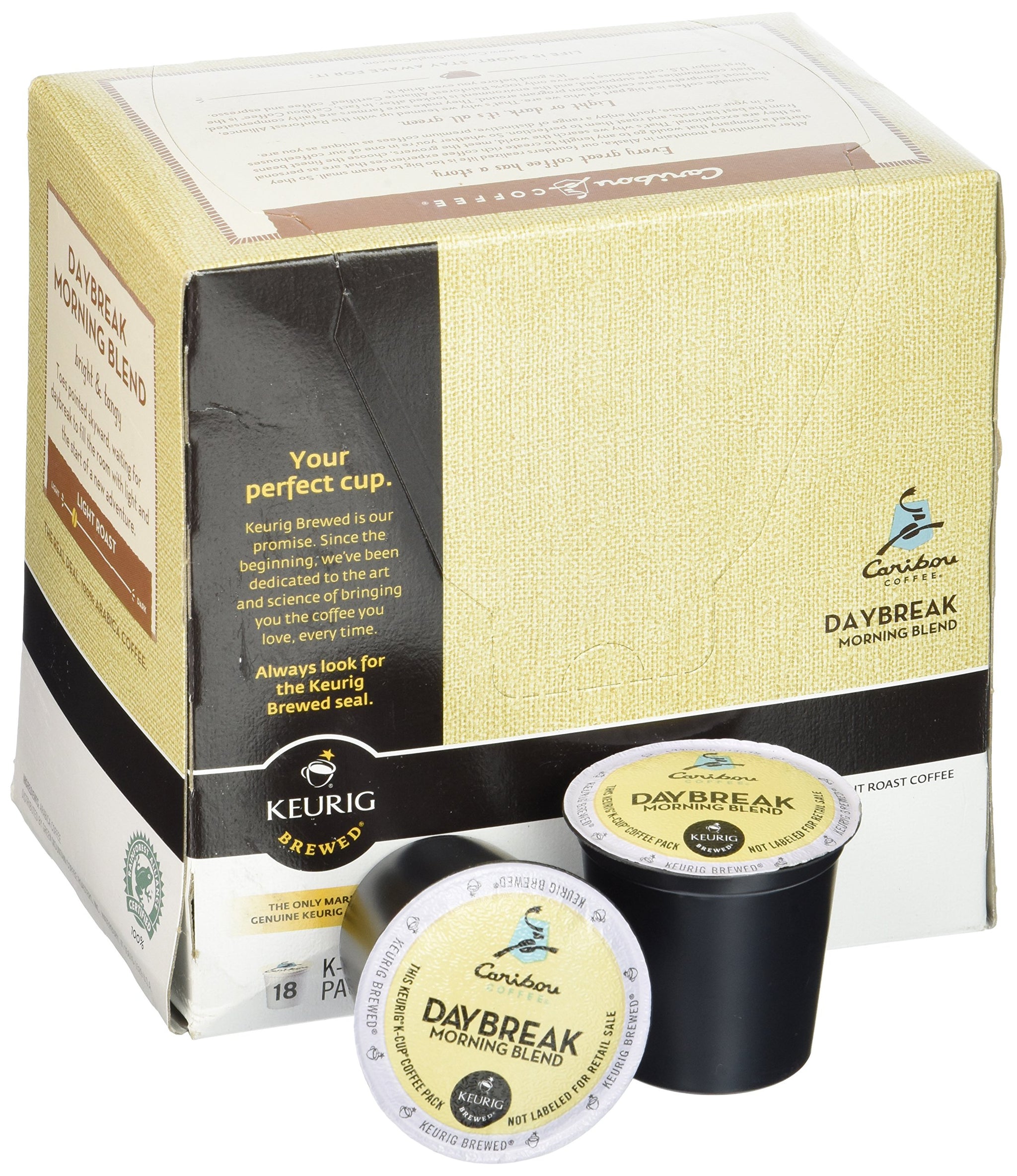 Caribou Daybreak Morning Blend Coffee Keurig K-Cups, 18 Count