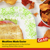 Glad Square Heavy Duty Paper Plates, Soak Proof and Cut Proof Disposable Plates for Parties and Everyday Meals, Microwaveable for Easy Serving, Green