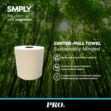 SMPLY PRO Center-Pull Towels, 6-Roll Case, 520’ Roll, 2-Ply White Disposable, Fits Universal Center-Pull Dispensers, Bulk Commercial Paper Towels