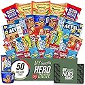 My Hero Crate Microwave Military Care Package - 50 Pcs Variety Gift Basket - Snack Variety Box Pack with Ramen, Candy, Pop Tarts, Nuts, Skittles