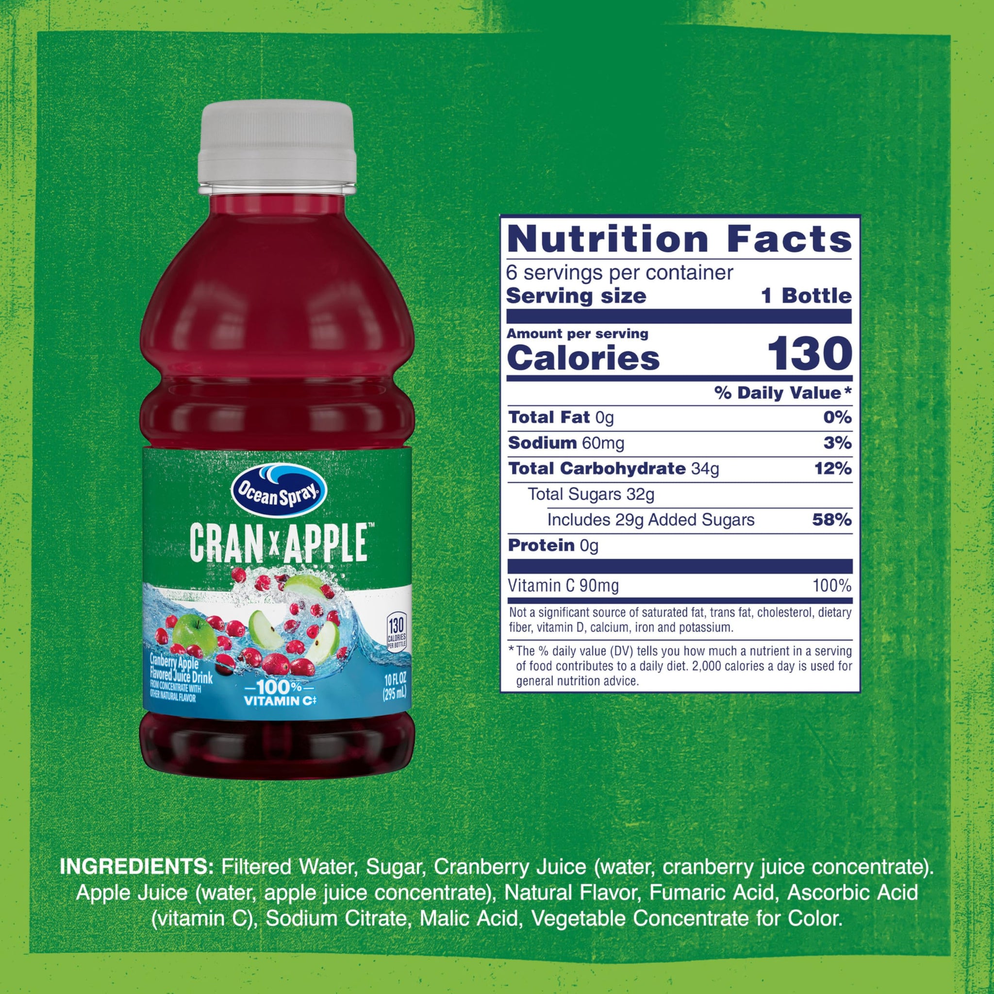 Ocean Spray Cran-Apple Juice Drink, 10 Ounce Bottle (Pack of 6)