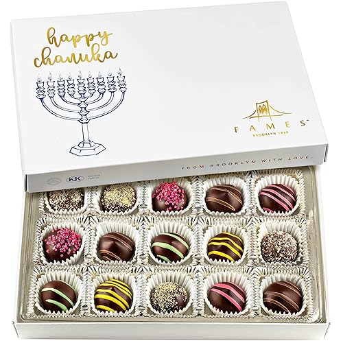 Kosher Dark Chocolate Truffles Gift Box - A Delicious Dairy Free Hanukkah Chocolate Candy for Gifting - Box of Chocolates Chanukah Gift for Women