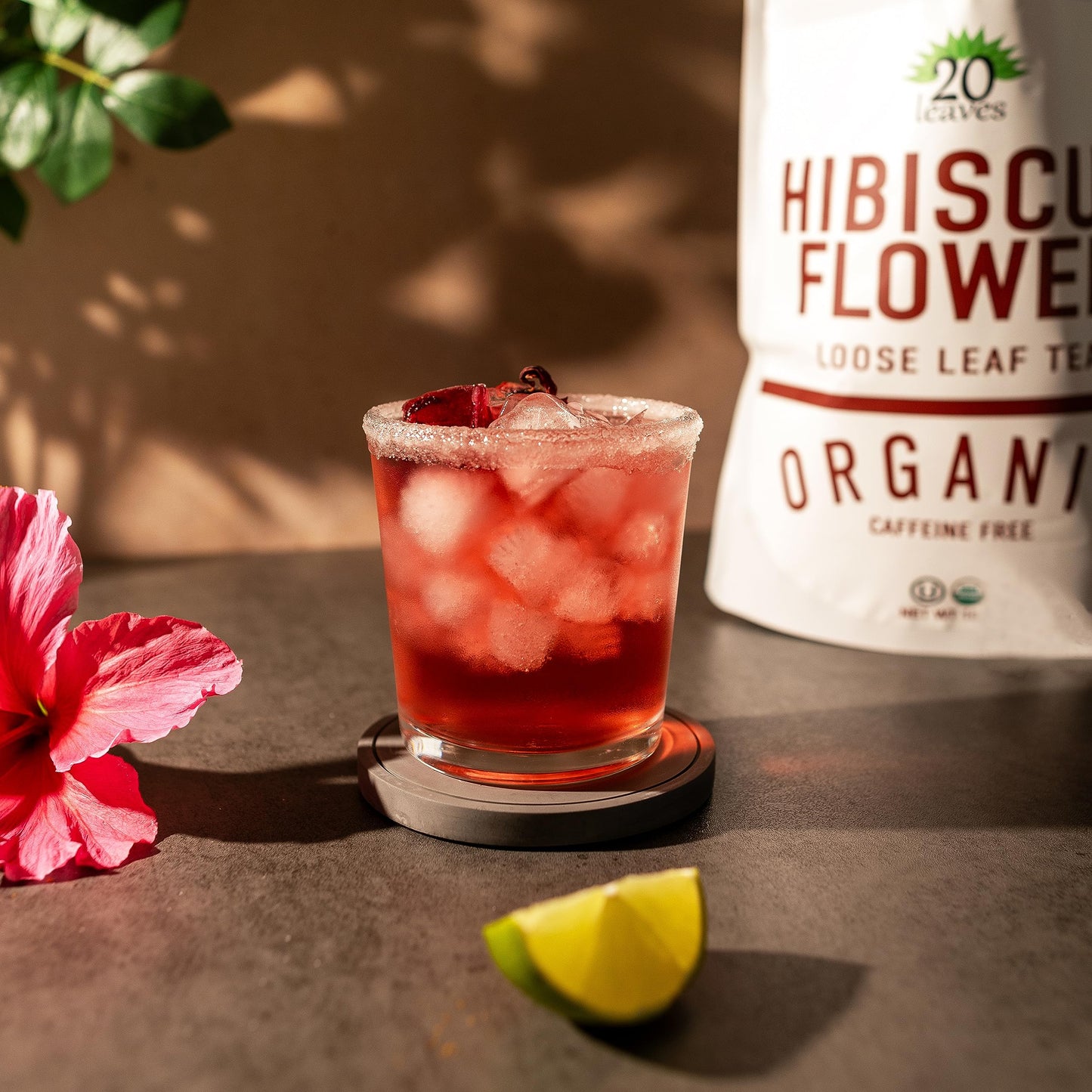Hibiscus Flower Loose Leaf Tea - 100% Certified Organic - Herbal Tisane - Caffeine Free Hot Loose Leaf Tea - 1lb Pouch - 16oz Resealable Bag - 1 Pack