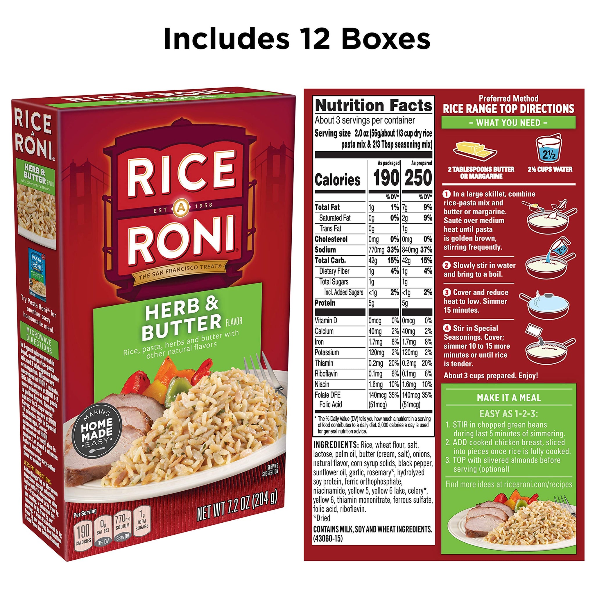 Rice-A-Roni Herb & Butter, 7.2-Ounce Boxes (Pack of 12)