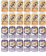 LUV-BOX Variety Soda pack , pack of 24 , 12 fl oz , A&W CREAM SODA - CAFFEINE FREE , CANADA DRY BLACKBERRY GINGER ALE