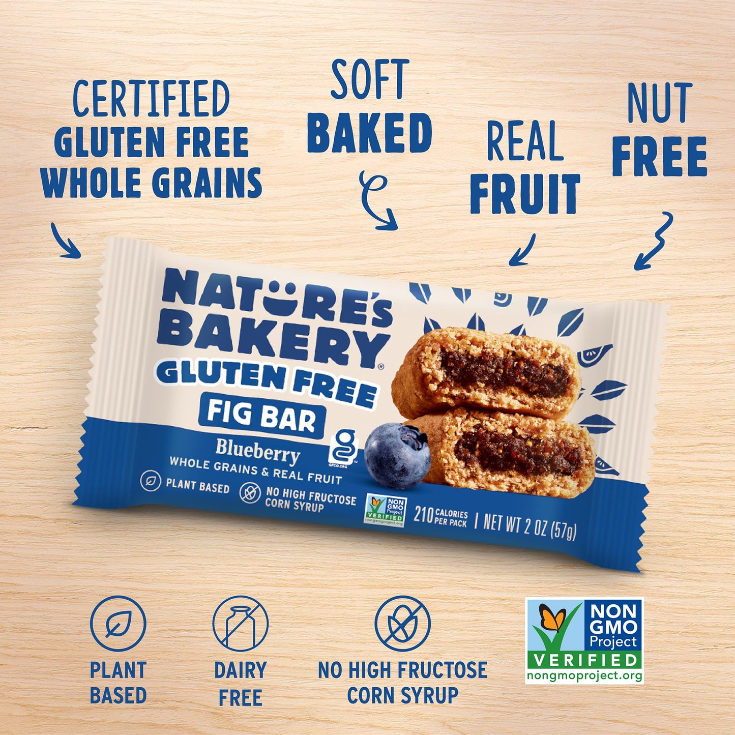 Nature’s Bakery Gluten Free Fig Bars, Blueberry, Real Fruit, Vegan, Non-GMO, Snack Bar, 1 Box With 6 Twin Packs (6 Twin Packs)