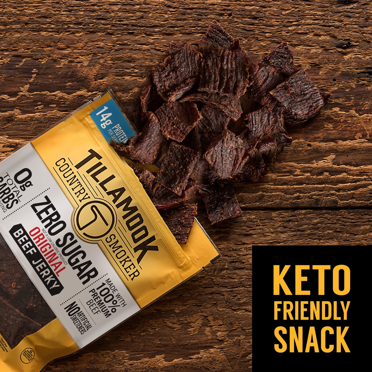 Tillamook Country Smoker Zero Sugar Keto Friendly Beef Jerky, Original, 2.2 Ounce