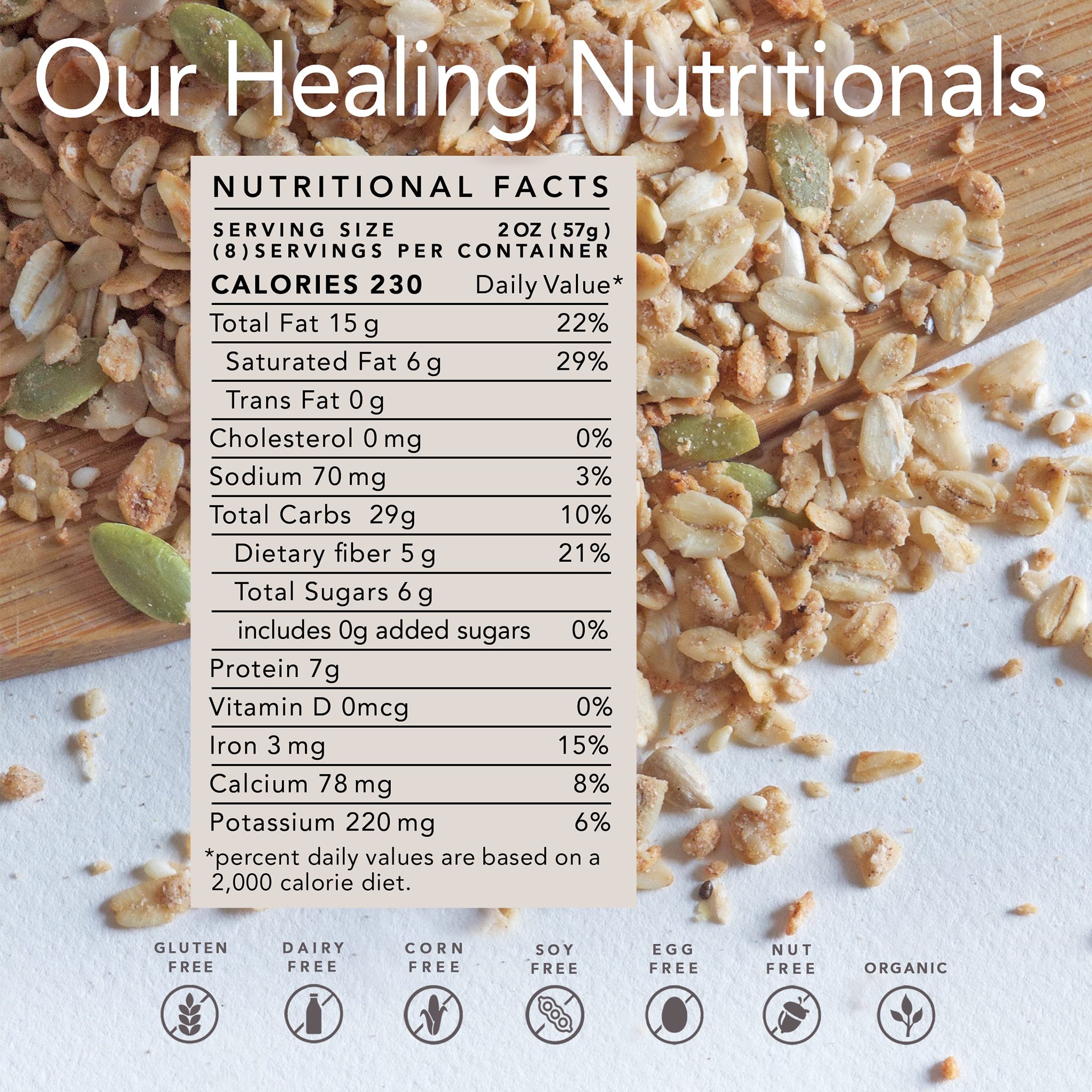 Organic granola cereal, Gluten, Dairy, Soy and Nut-Free. Deliciously Hand-Crafted for anti-inflammatory diets, sensitive diets. Dr Blum's Healing