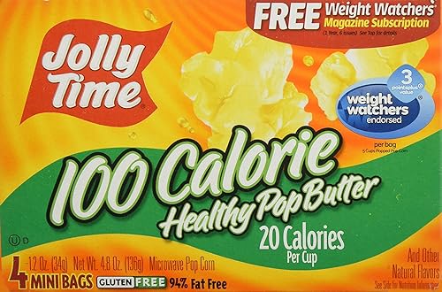 Jolly Time Microwave Pop Corn Healthy Pop Butter 100 Calorie 4-pk