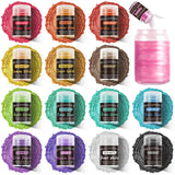 Aheroi Edible Glitter Set, 15 Colors Luster Dust Edible Set, Shimmering Glitter for Drinks Powder Glitter for Fondant, Cocktail Glitter for Cakes