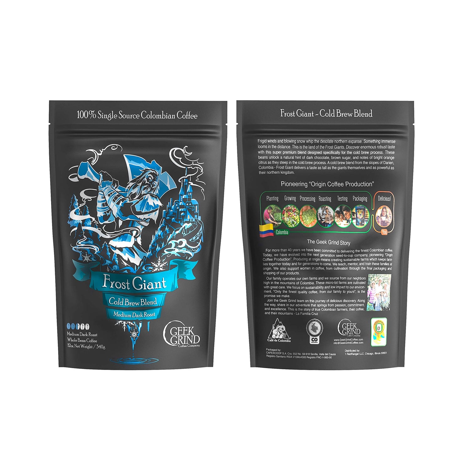 Geek Grind Frost Giant Roast Whole Bean Coffee - 12oz Bag