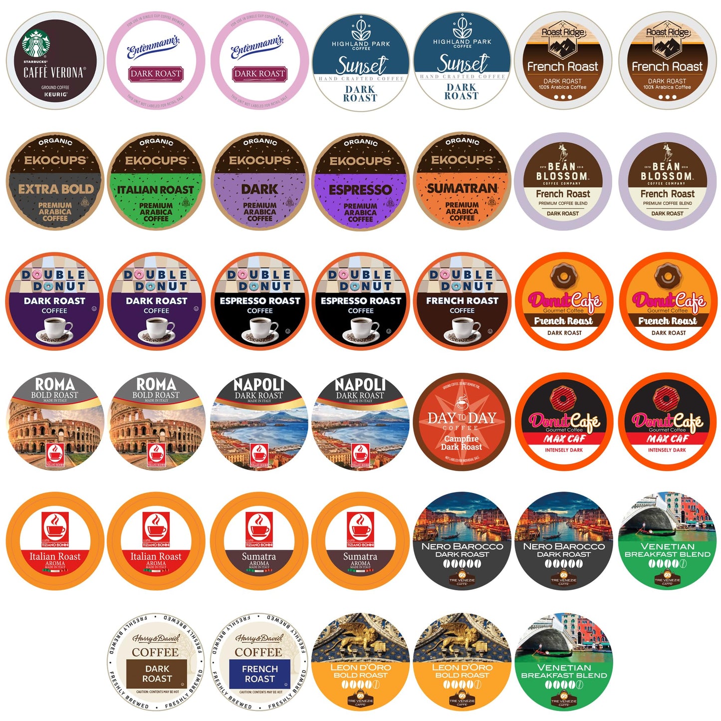Perfect Samplers Coffee Pod Variety Pack, Dark Roast & Bold Flavors, Single Serve Cups for Keurig K Cup Machines - Robust Assortment, 80 Count