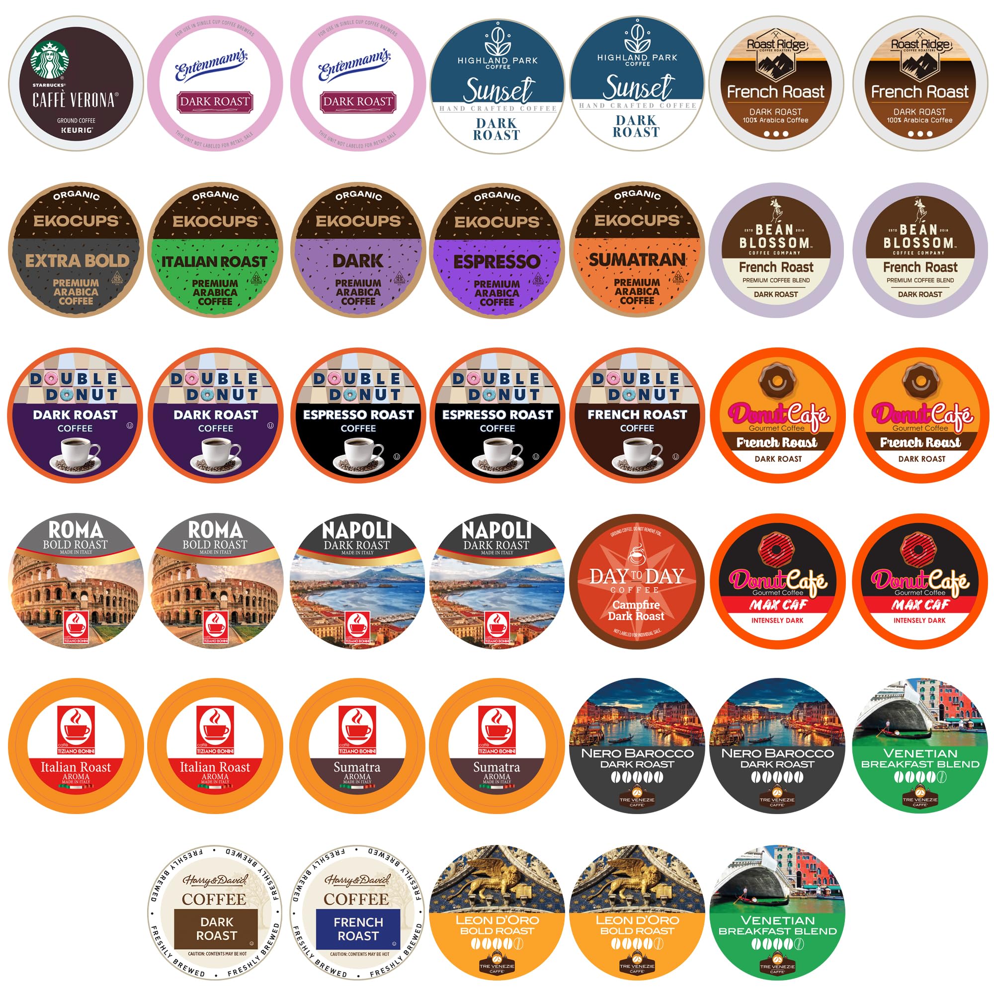 Perfect Samplers Coffee Pod Variety Pack, Dark Roast & Bold Flavors, Single Serve Cups for Keurig K Cup Machines - Robust Assortment, 80 Count