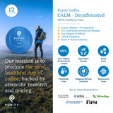 Purity Coffee CALM Decaf Medium Roast K Pod Capsules (12ct Box) | Specialty-Grade USDA Organic Mountain Water Process Decaffeinated Blend | Third