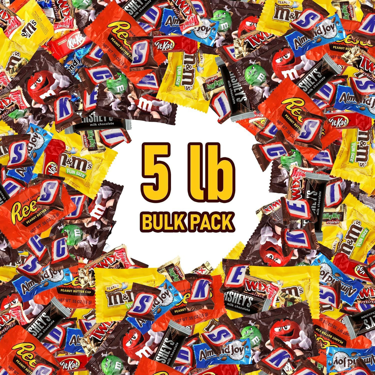 Chocolate Candy Variety Pack 5 lb, 225 Ct, Fun Size Individually Wrapped