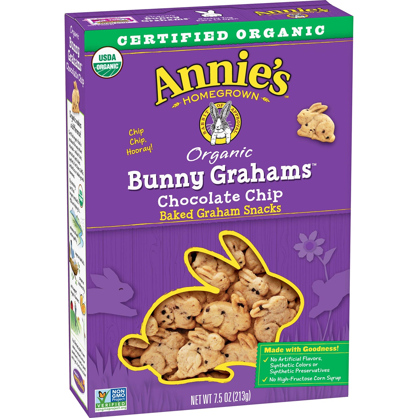 Annie's Homegrown Chocolate Chip Bunny Grahams Whole Grain Snacks, 7.5 Ounce
