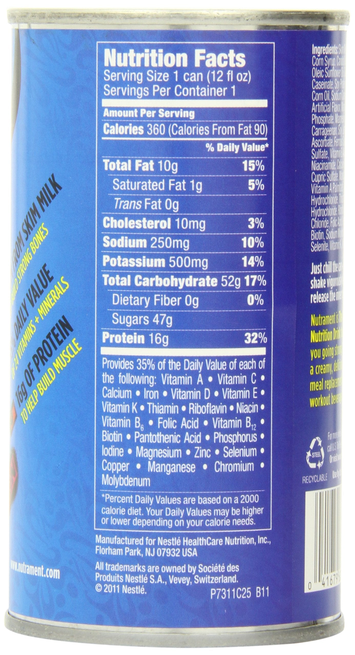 Nutrament Energy and Fitness Drink, Vanilla, 12 Ounce Cans (Pack of 12)