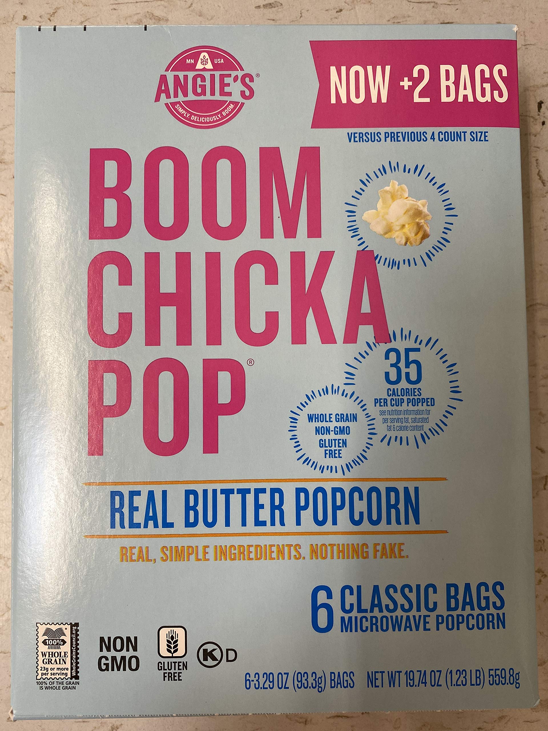 Angie's Boom Chicka Pop Microwave Real Butter Popcorn (Pack of 2)